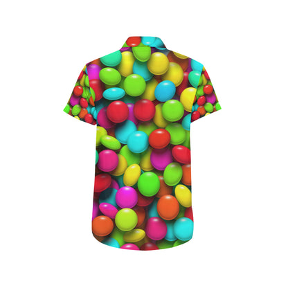 Candy Pattern Print Design CA03 Men's Short Sleeve Button Up Shirt