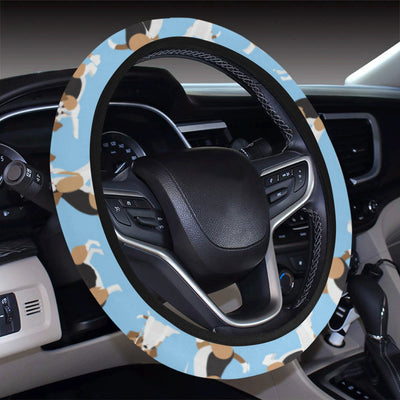 Beagle Pattern Print Design 03 Steering Wheel Cover with Elastic Edge