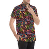 Peace Sign Colorful Design Print Men's Short Sleeve Button Up Shirt