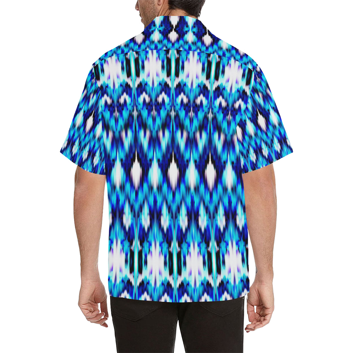 Ikat Blue Pattern Print Design 01 Men's Hawaiian Shirt