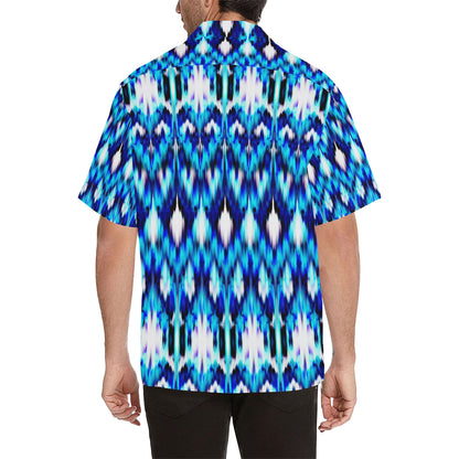Ikat Blue Pattern Print Design 01 Men's Hawaiian Shirt