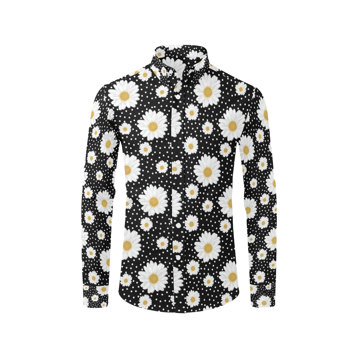 Daisy Pattern Print Design DS02 Men's Long Sleeve Shirt