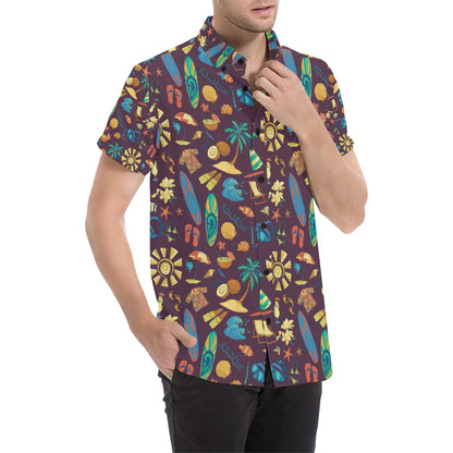 Aloha Hawaii Pattern Print Design 01 Men's Short Sleeve Button Up Shirt