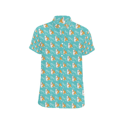 Bulldogs Pattern Print Design 05 Men's Short Sleeve Button Up Shirt