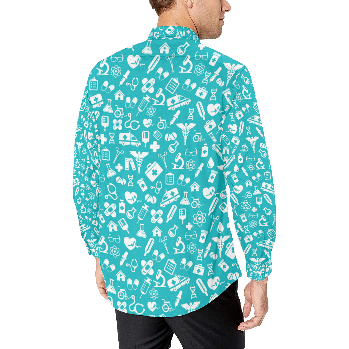 Medical Pattern Print Design 04 Men's Long Sleeve Shirt