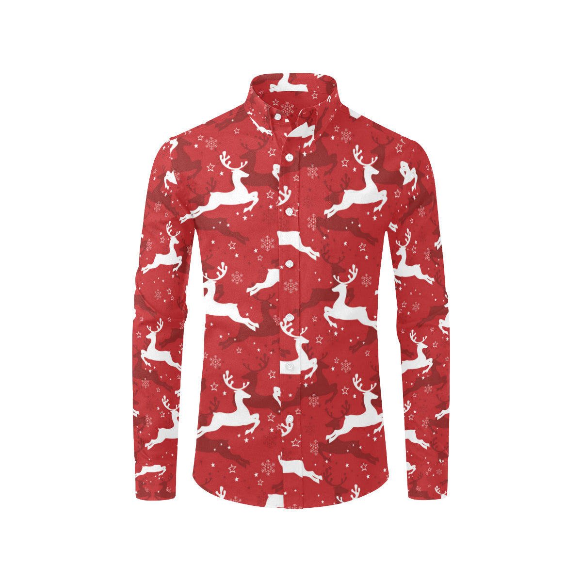 Reindeer Red Pattern Print Design 01 Men's Long Sleeve Shirt