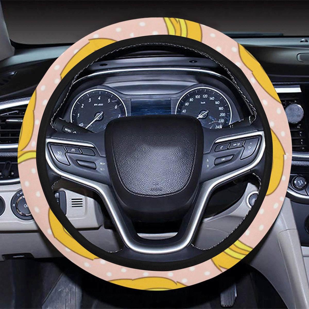 Banana Pattern Print Design BA06 Steering Wheel Cover with Elastic Edge