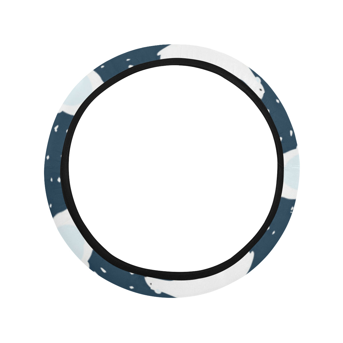 Polar Bear Pattern Print Design A02 Steering Wheel Cover with Elastic Edge