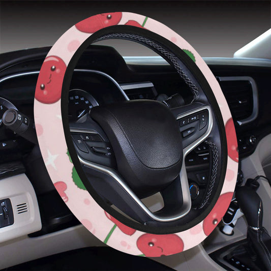 Cherry Pattern Print Design CH02 Steering Wheel Cover with Elastic Edge