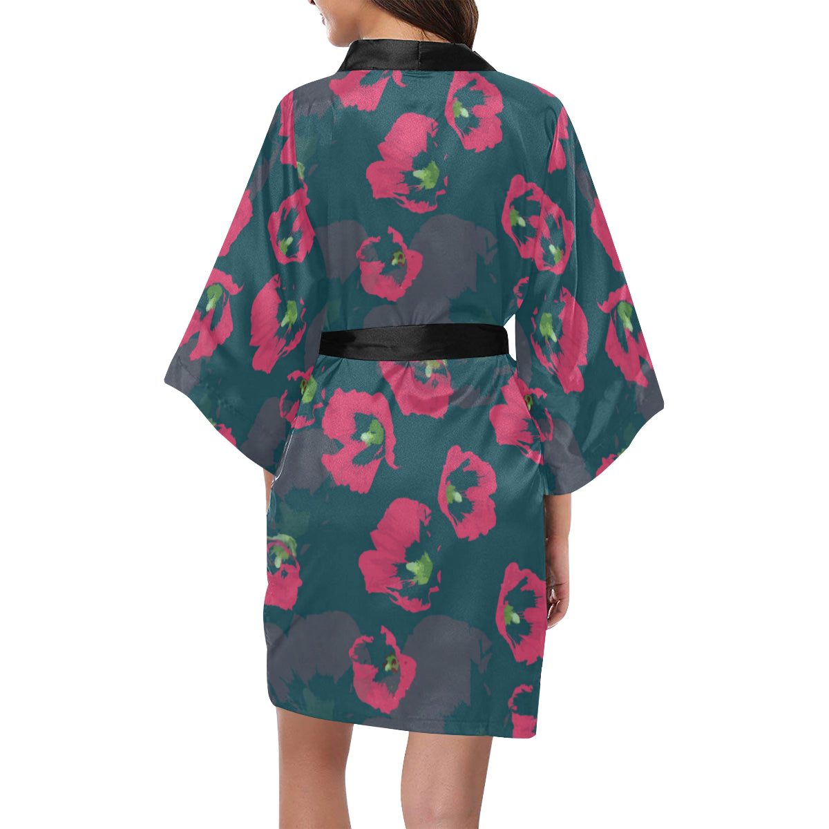 Morning Glory Pattern Print Design 01 Women's Short Kimono