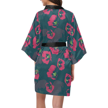 Morning Glory Pattern Print Design 01 Women's Short Kimono