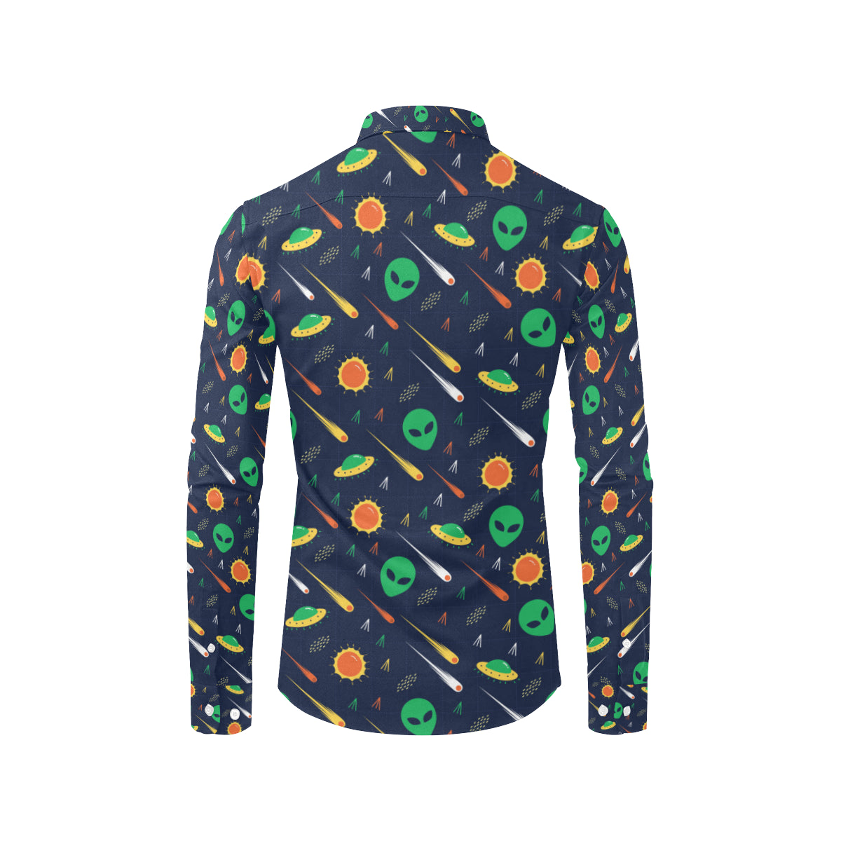 Alien UFO Pattern Print Design 05 Men's Long Sleeve Shirt