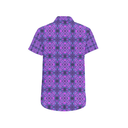 kaleidoscope Pattern Print Design Men's Short Sleeve Button Up Shirt