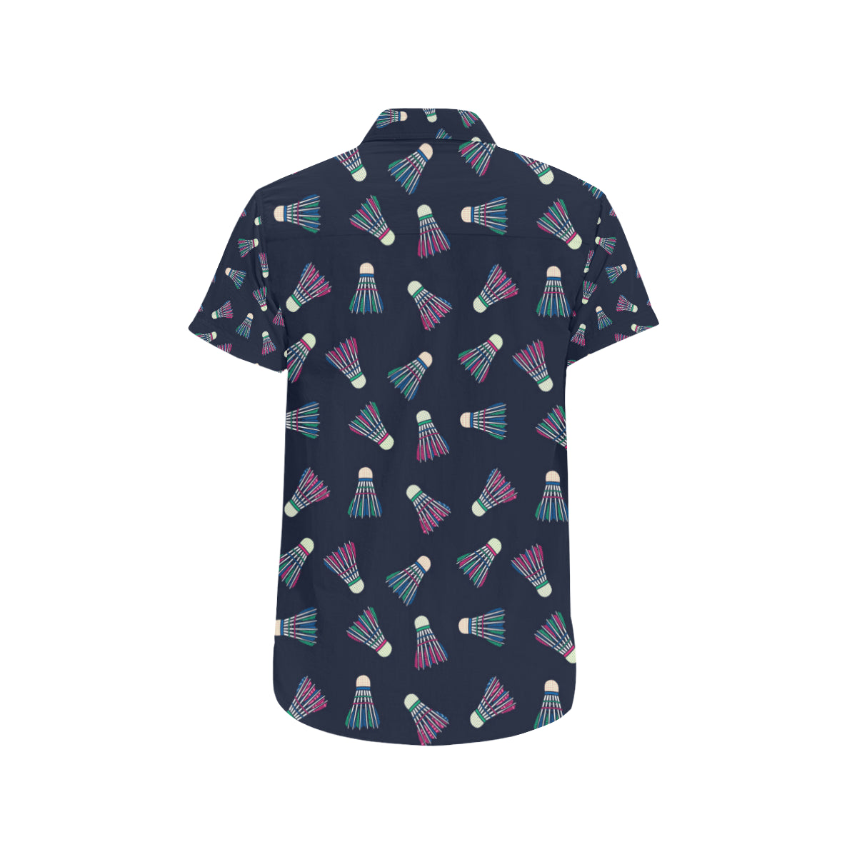 Badminton Ball Pattern Print Design 02 Men's Short Sleeve Button Up Shirt
