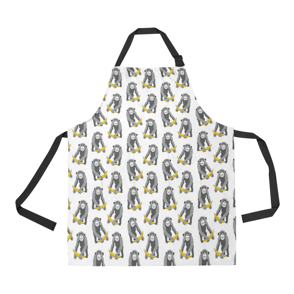 Chimpanzee Pattern Print Design 05 Apron with Pocket