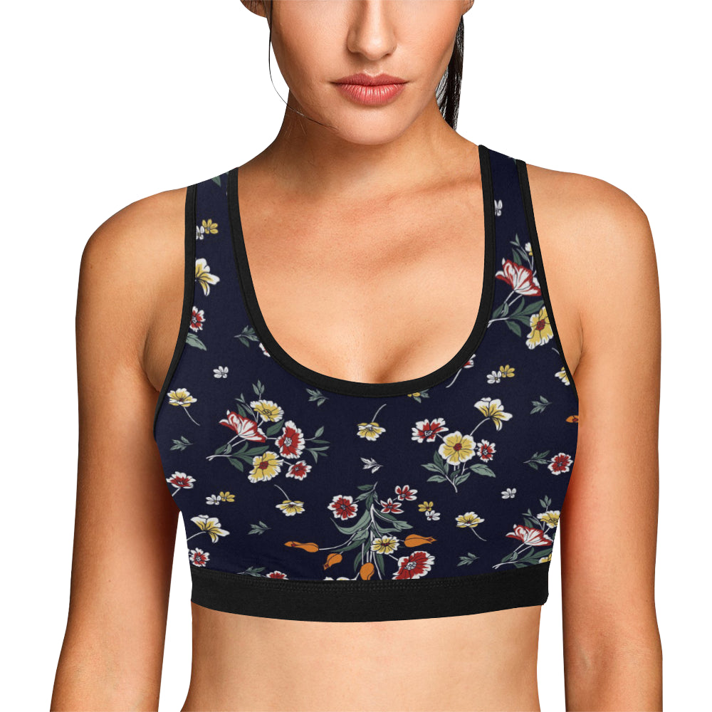 Summer Floral Pattern Print Design SF01 Sports Bra