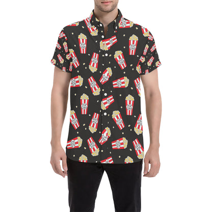 Popcorn Pattern Print Design A01 Men's Short Sleeve Button Up Shirt