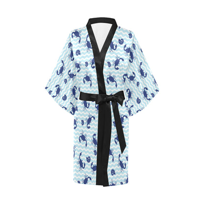 Crab Pattern Print Design 04 Women's Short Kimono