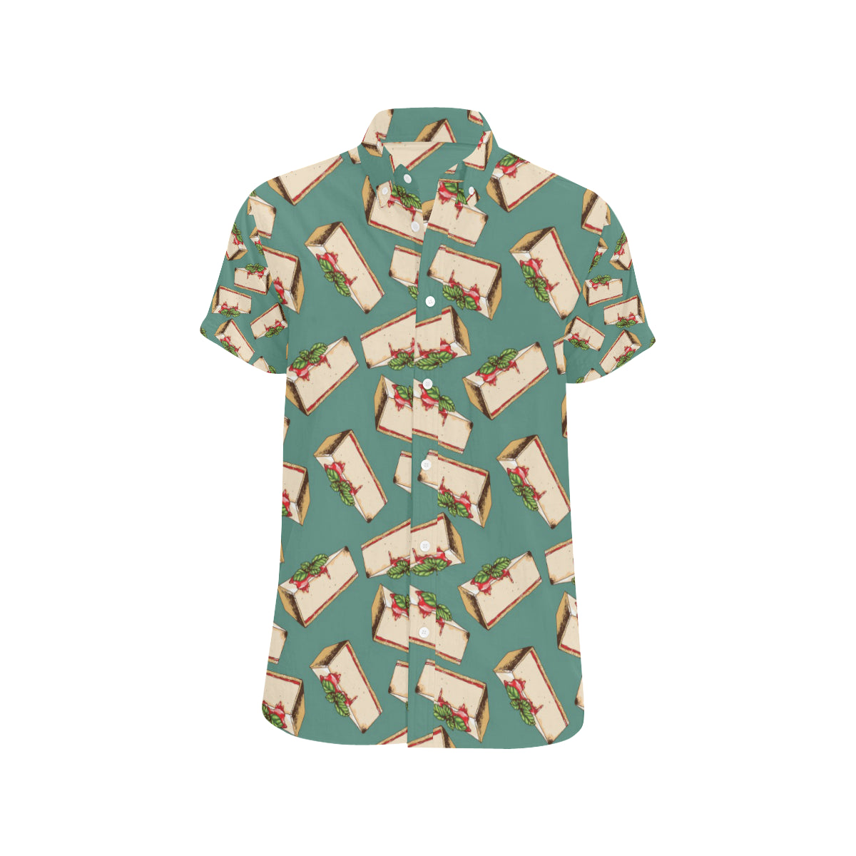 Cheesecake Pattern Print Design CK02 Men's Short Sleeve Button Up Shirt