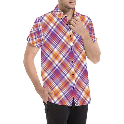 Madras Pattern Print Design 02 Men's Short Sleeve Button Up Shirt