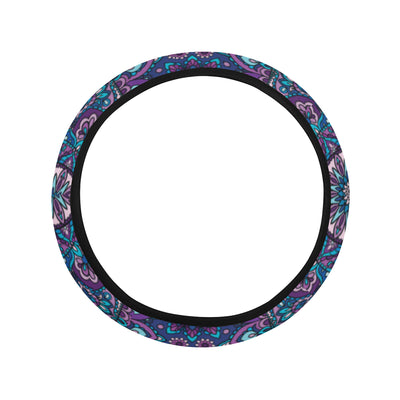 Medallion Pattern Print Design 05 Steering Wheel Cover with Elastic Edge