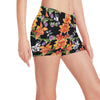 Tropical Flower Pattern Print Design TF02 Yoga Shorts