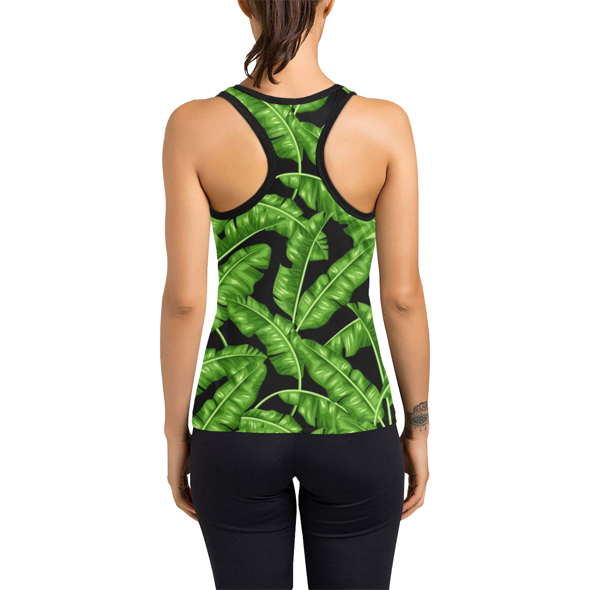 Banana Leaf Pattern Print Design BL01 Women's Racerback Tank Top