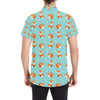 Fox Design Snow Print Pattern Men's Short Sleeve Button Up Shirt