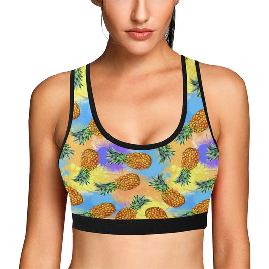 Pineapple Pattern Print Design PP09 Sports Bra