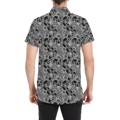 Skull Tattoo Design Print Men's Short Sleeve Button Up Shirt