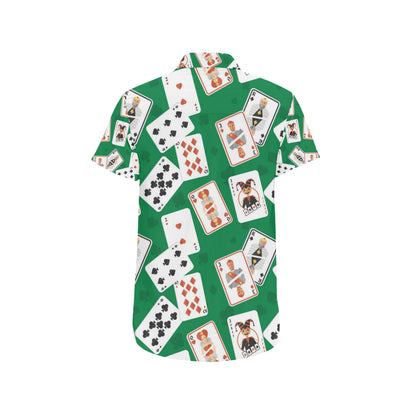 Poker Cards Pattern Print Design A03 Men's Short Sleeve Button Up Shirt