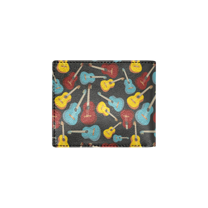 Acoustic Guitar Pattern Print Design 01 Men's ID Card Wallet
