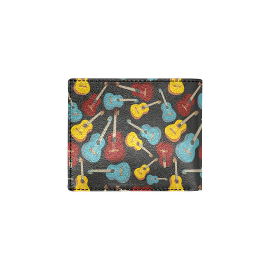 Acoustic Guitar Pattern Print Design 01 Men's ID Card Wallet