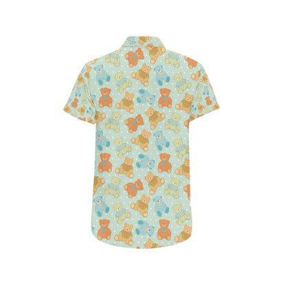 Bear Pattern Print Design 02 Men's Short Sleeve Button Up Shirt