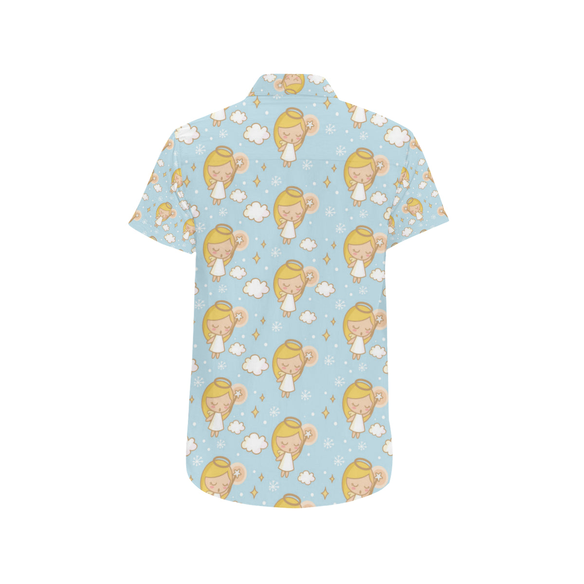 Angel Pattern Print Design 05 Men's Short Sleeve Button Up Shirt