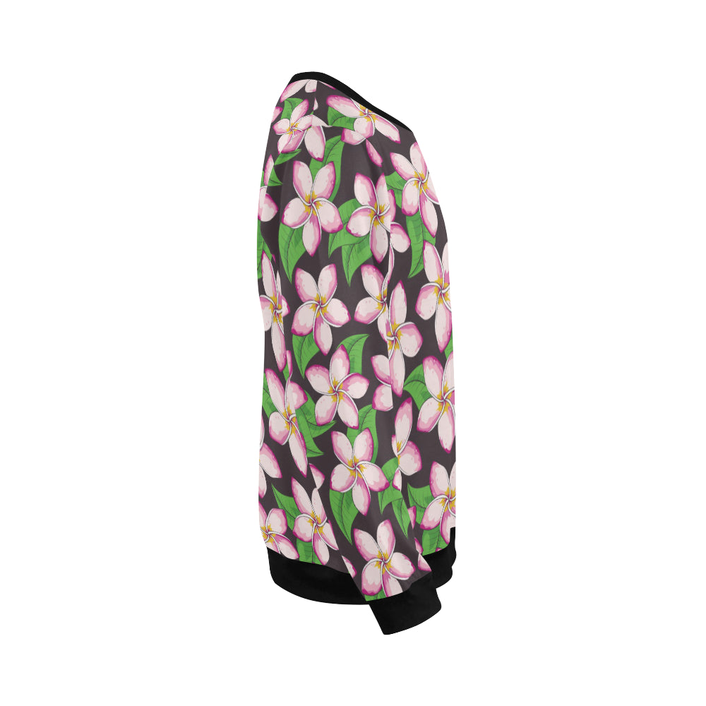 Pink Plumeria Pattern Print Design PM019 Men Long Sleeve Sweatshirt