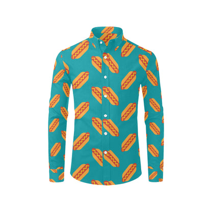 Hot Dog Pattern Print Design 03 Men's Long Sleeve Shirt
