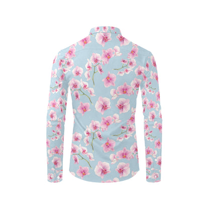 Orchid Pattern Print Design A01 Men's Long Sleeve Shirt