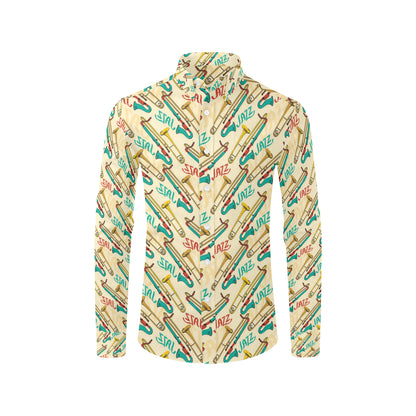 Trombone Pattern Print Design 03 Men's Long Sleeve Shirt
