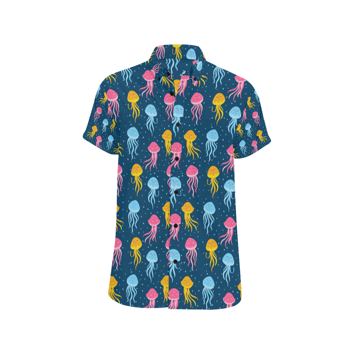 Jellyfish Pattern Print Design 04 Men's Short Sleeve Button Up Shirt
