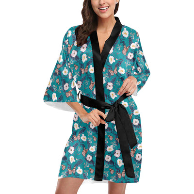 Butterfly Pattern Print Design 012 Women's Short Kimono