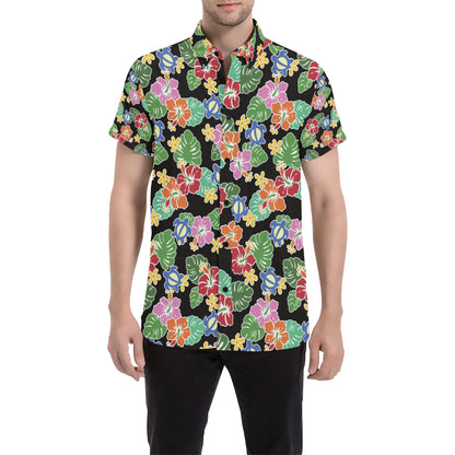 Hawaiian Themed Pattern Print Design H010 Men's Short Sleeve Button Up Shirt