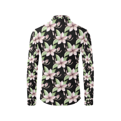 Plumeria Pattern Print Design PM02 Men's Long Sleeve Shirt