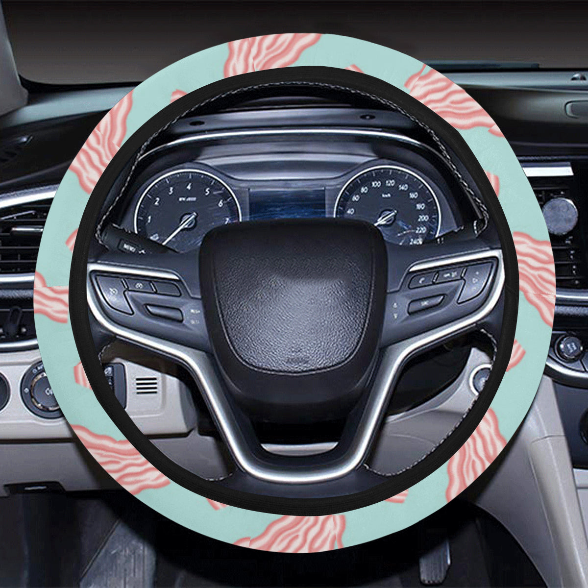 Bacon Pattern Print Design 04 Steering Wheel Cover with Elastic Edge