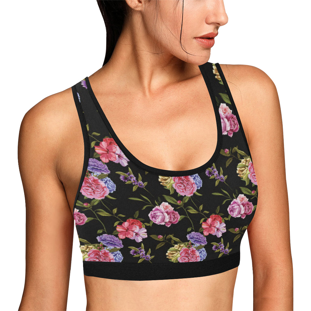 Carnations Pattern Print Design CN05 Sports Bra