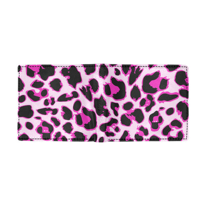 Pink Leopard Print Men's ID Card Wallet