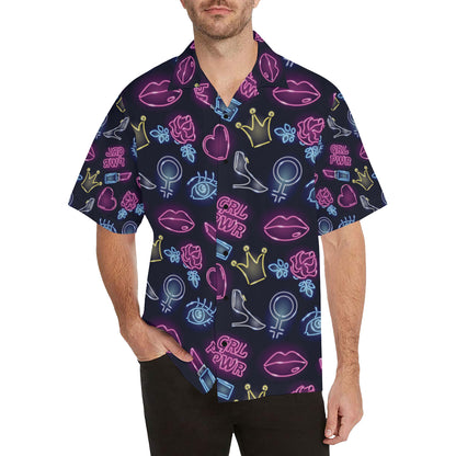 Lipstick Neon Pattern Print Design 02 Men's Hawaiian Shirt