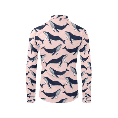 Humpback Whale Pattern Print Design 02 Men's Long Sleeve Shirt