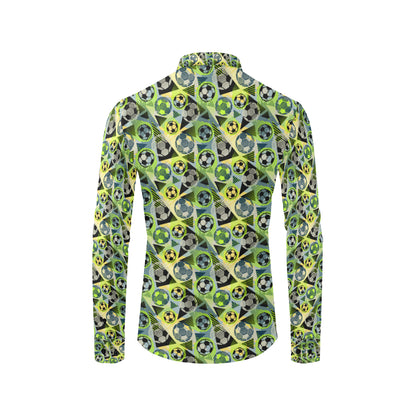Soccer Ball Themed Print Pattern Men's Long Sleeve Shirt