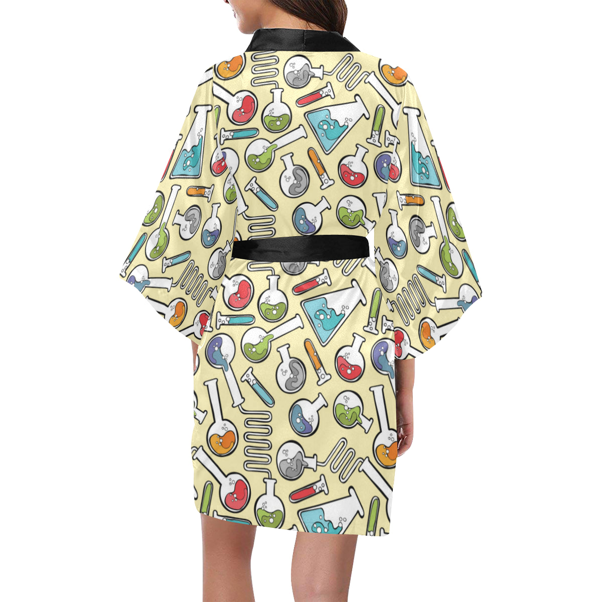 Chemical Pattern Print Design 04 Women's Short Kimono